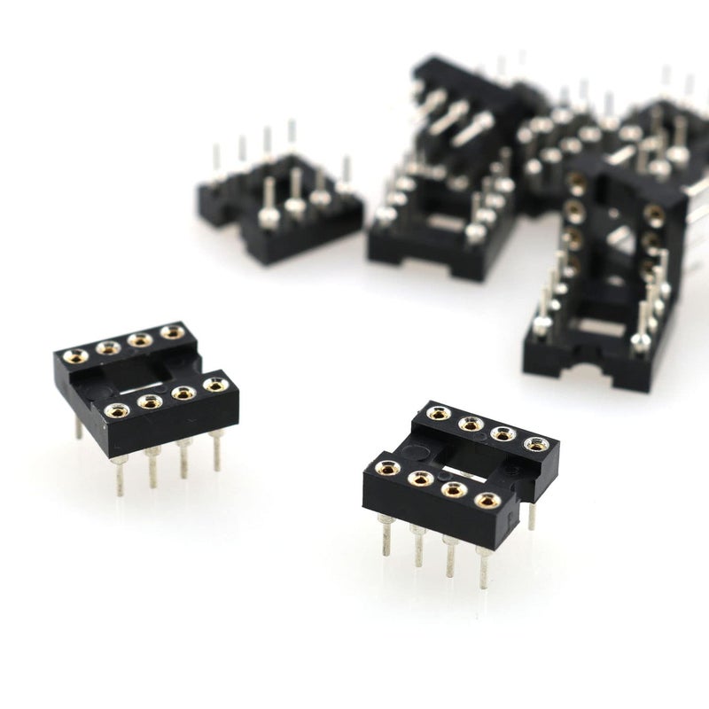 TAODAN IC Socket 10pcs 2.54 mm Pitch 8 Pins Round Hole Soldering DIP IC Socket Adaptor, Black - Image 2